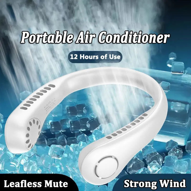 Portable Neck Fan Rechargeable – Bladeless Hanging Fan for Travel, Work & Sports