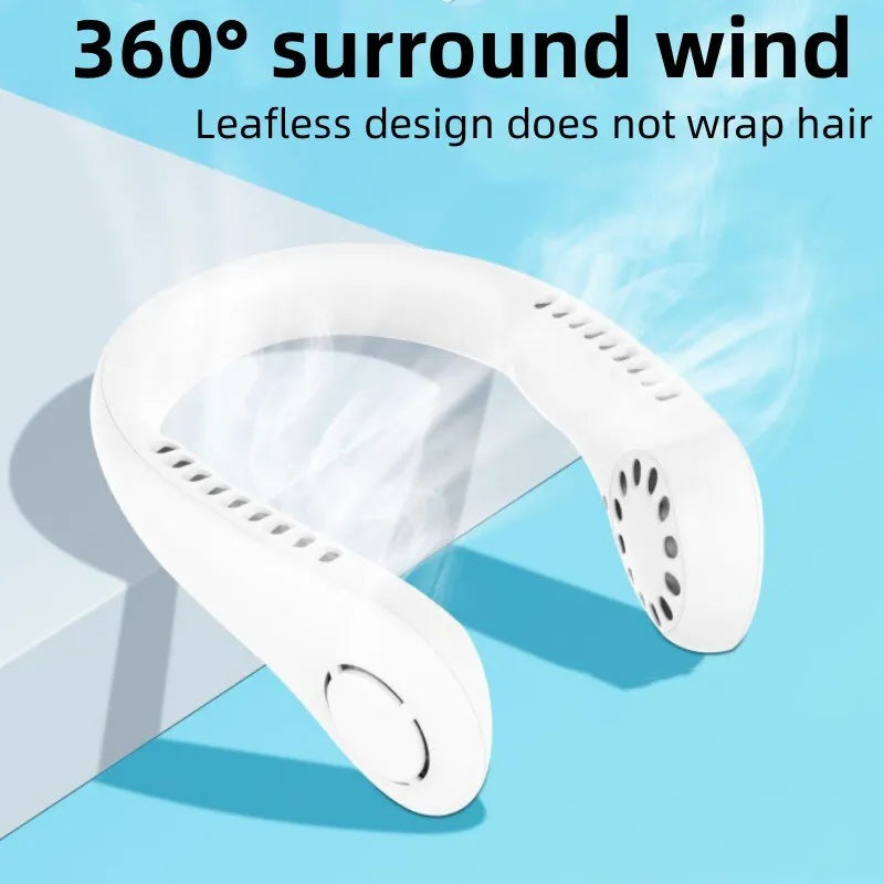 Portable Neck Fan Rechargeable – Bladeless Hanging Fan for Travel, Work & Sports