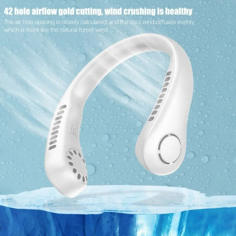Portable Neck Fan Rechargeable – Bladeless Hanging Fan for Travel, Work & Sports