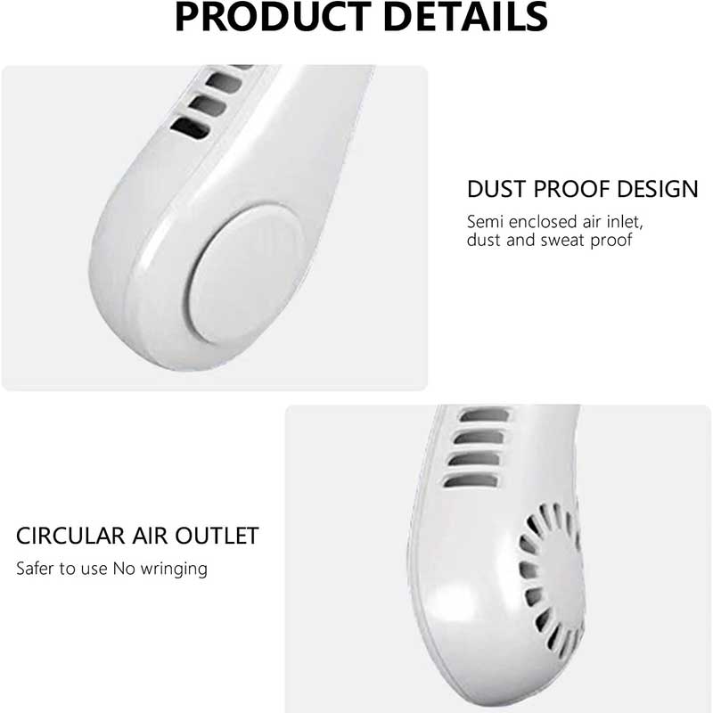 Portable Neck Fan Rechargeable – Bladeless Hanging Fan for Travel, Work & Sports