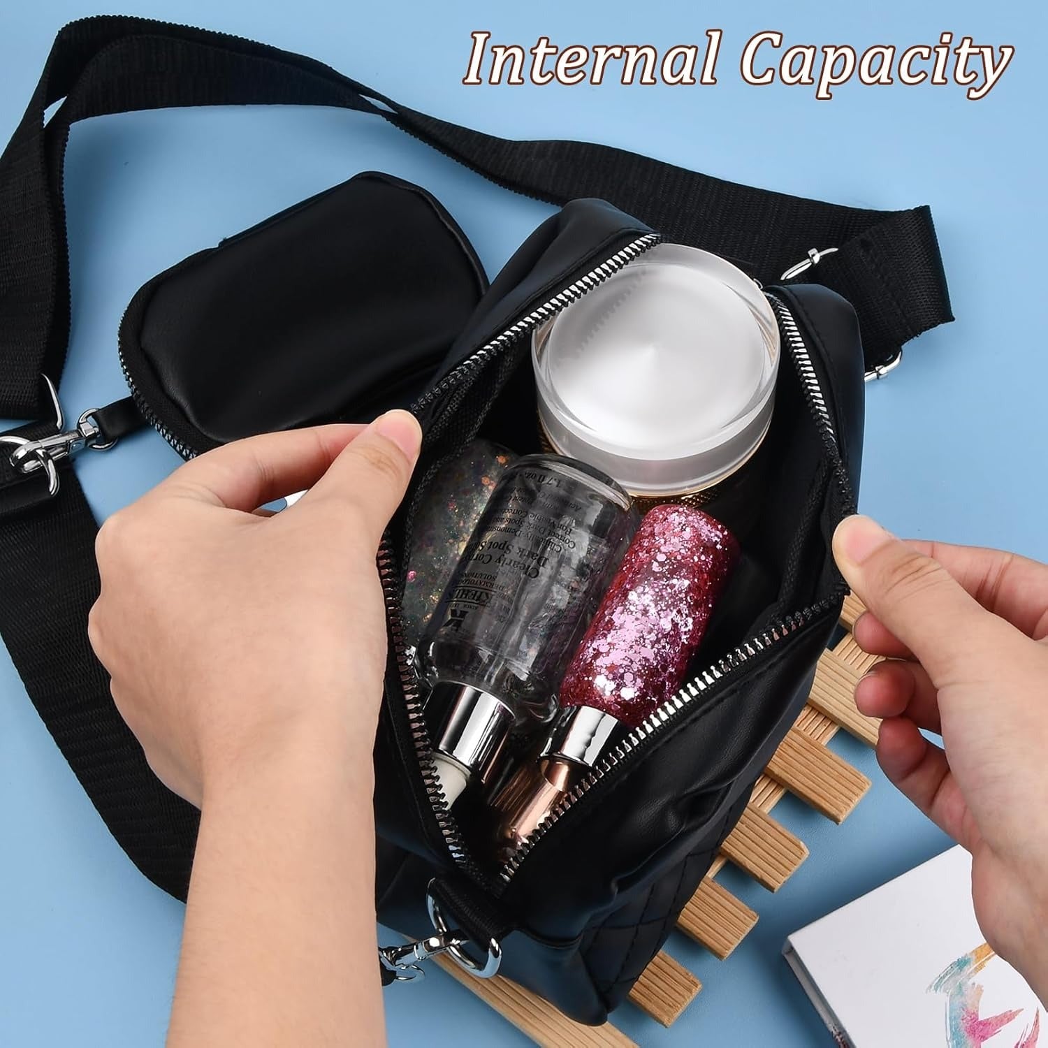 Ladies Fashion Crossbody Bag Set – Luxury PU Leather Waterproof Shoulder Bag with Matching Change Purse | Black Handbag for Women