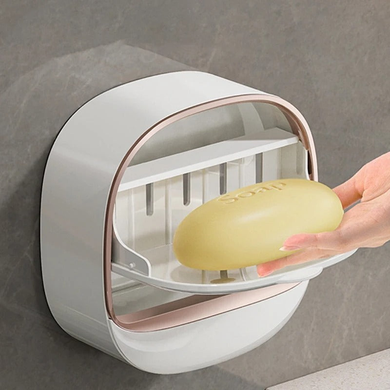 Premium Wall-Mounted Soap Holder with Drainage Tray | No-Drill Easy Installation