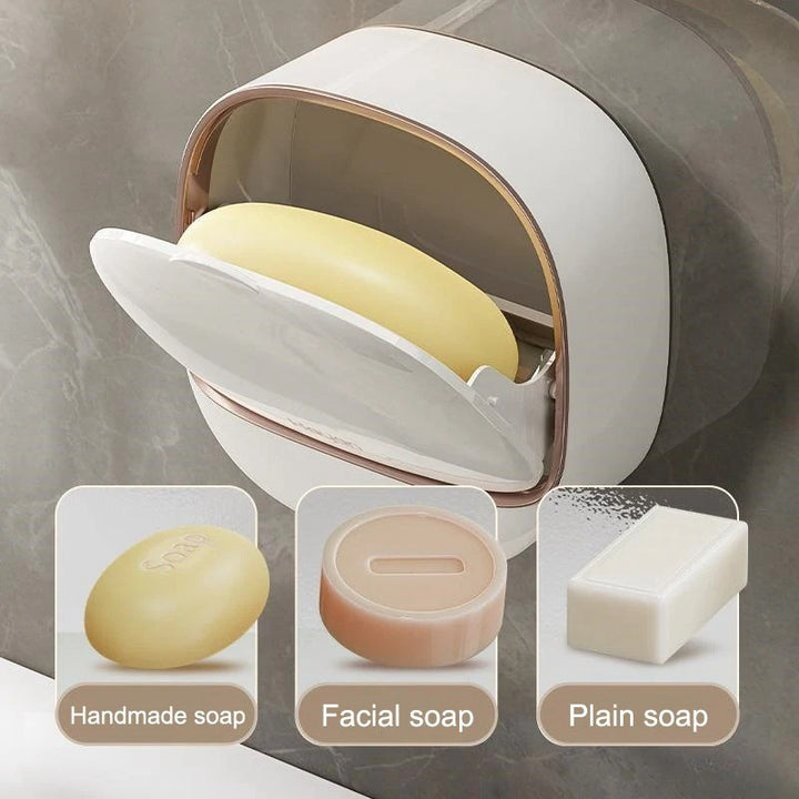 Premium Wall-Mounted Soap Holder with Drainage Tray | No-Drill Easy Installation
