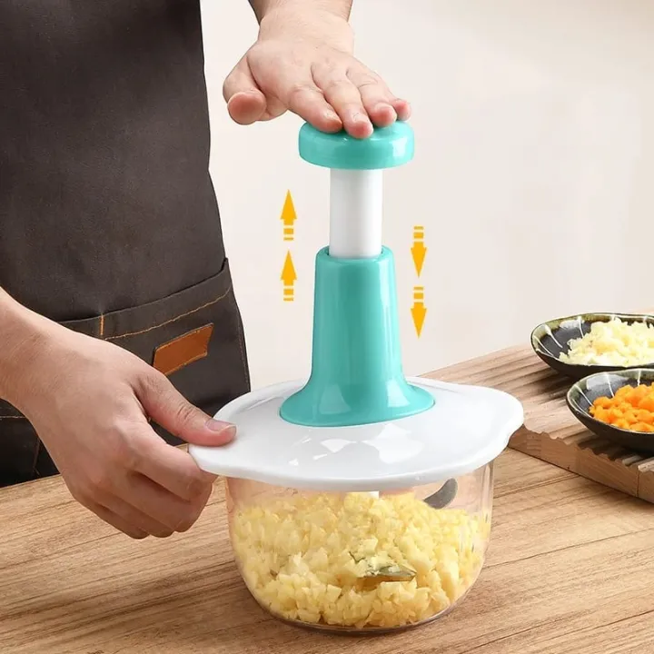 Premium 1.5L Push Chopper | Manual Hand Press Food Processor for Vegetables, Fruits & Herbs