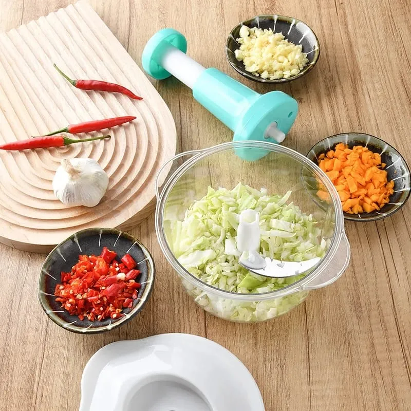 Premium 1.5L Push Chopper | Manual Hand Press Food Processor for Vegetables, Fruits & Herbs