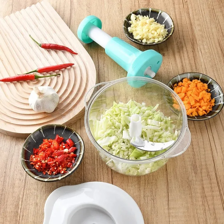 Premium 1.5L Push Chopper | Manual Hand Press Food Processor for Vegetables, Fruits & Herbs