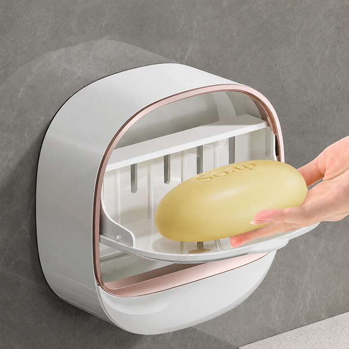 Premium Wall-Mounted Soap Holder with Drainage Tray | No-Drill Easy Installation