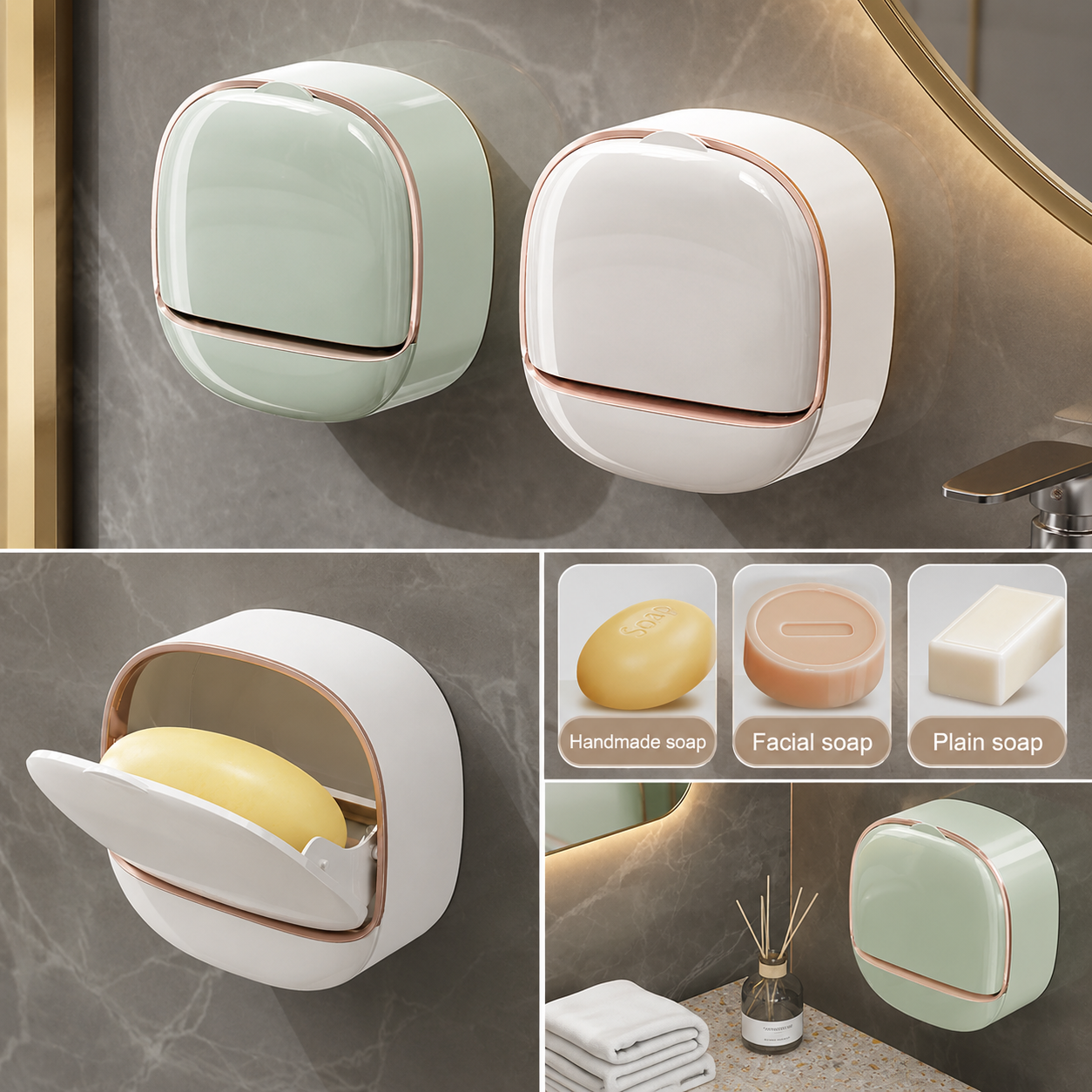 Premium Wall-Mounted Soap Holder with Drainage Tray | No-Drill Easy Installation