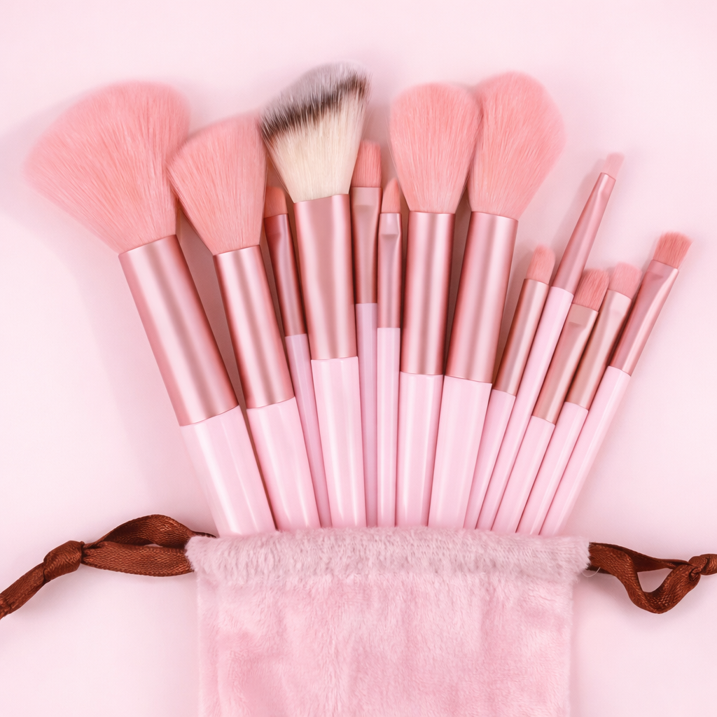 Premium 13-Piece Professional Makeup Brush Set – Soft Fluffy Foundation, Blush & Powder Brushes (Pink)